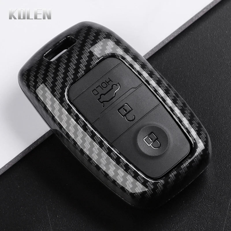 Car Key Cover Compatible with Kia Sportage Cerato Optima K2 K3 K4 K5 Rio Picanto Soul Sorento Sedona – Carbon Fiber Style