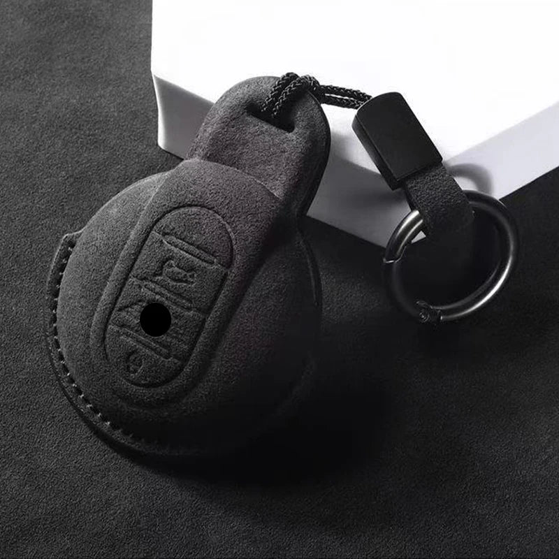 Suede Car Key Fob Cover Compatible with BMW MINI Cooper S, One, JCW, F54, F55, F56, F57, F60, Clubman, Countryman