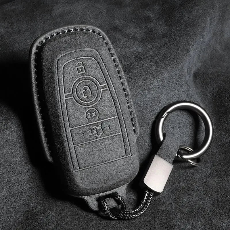 Suede Keyless Remote Key Cover Compatible with Ford Ranger Wildtrak