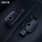 Car Key Cover Compatible with Mercedes-Benz A B C E S Class W204 W205 W212 W213 W176 GLC CLA AMG W177 X167 W463 – Carbon Fiber Style