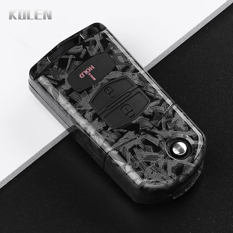 Flip Key Cover Compatible with Mazda 2 3 5 6 8 CX7 CX-7 CX5 CX-5 CX9 CX-9 MX5 MX-5 M6 RX8 RX-8 – 2/3/4 Buttons – Carbon Fiber Style