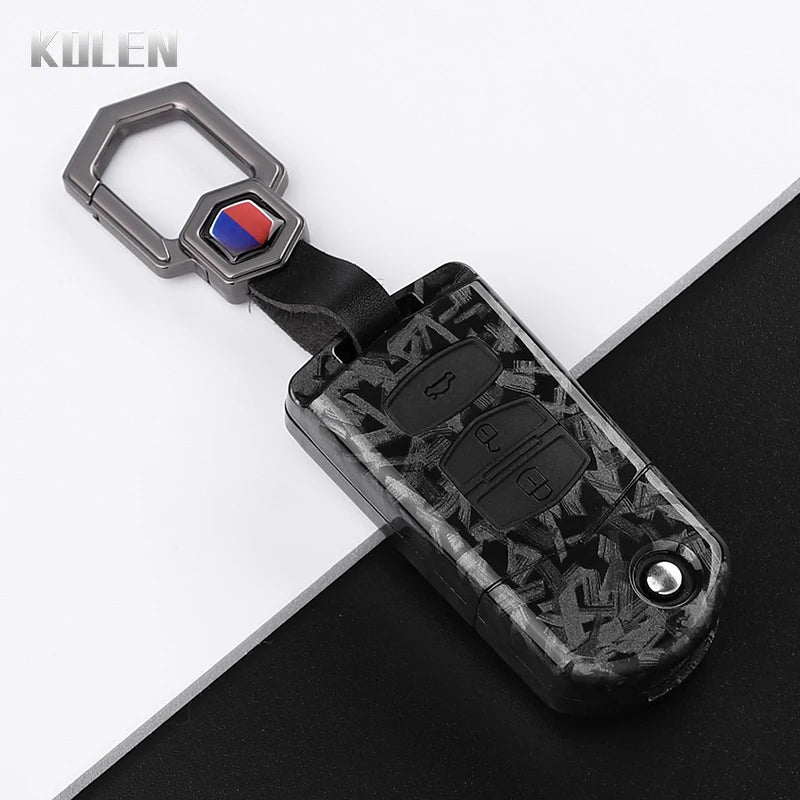 Flip Key Cover Compatible with Mazda 2 3 5 6 8 CX7 CX-7 CX5 CX-5 CX9 CX-9 MX5 MX-5 M6 RX8 RX-8 – 2/3/4 Buttons – Carbon Fiber Style