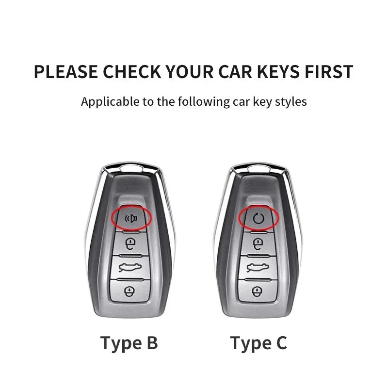 Suede Car Key Cover Compatible with Geely Coolray, X6, X7, EX7, Geometry C, Emgrand, Global, Kulrey, Hawk, GX7, Okavango, NL3, SUV, GT, GC9