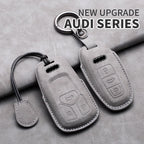 Leather Car Key Fob Cover Compatible with Audi A1, A3, 8P, A4, B8, B9, A5, A6, C7, A7, A8, Q3, Q5, Q7, Q8, C8, D5, 4M, RS3, S4, S5, S7, TT, e-tron