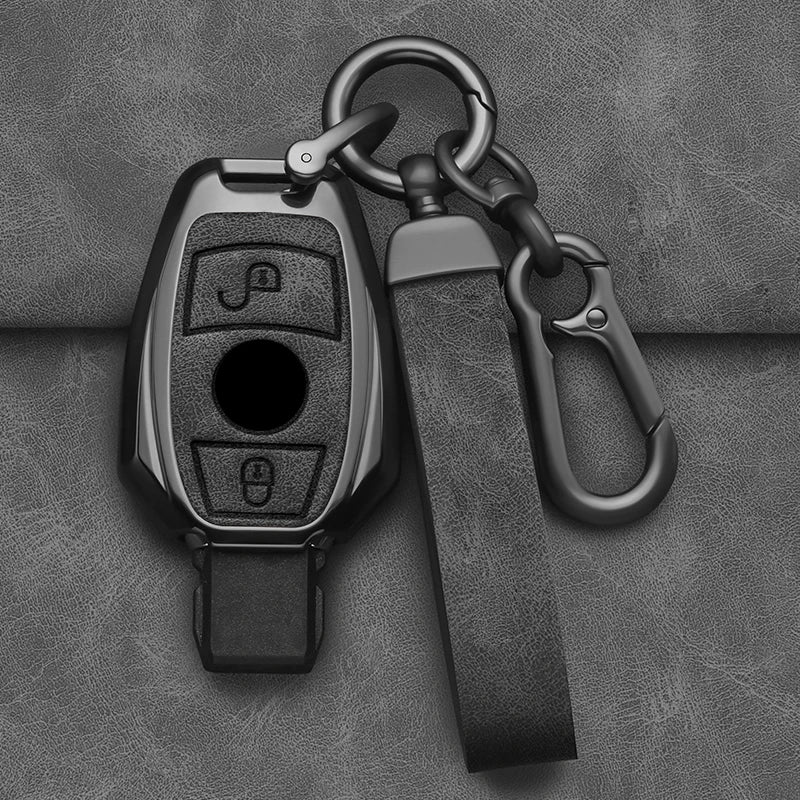 2/3 Buttons Alloy-Style Car Key Fob Cover for Mercedes-Benz A-Class, B-Class, C-Class, E-Class, CLA, CLS, GLA, GLB, GLC, GLK, GLE, GLS & G-Class – W204, W205, W212, W463