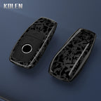 Car Key Cover Compatible with Mercedes-Benz A B C E S Class W204 W205 W212 W213 W176 GLC CLA AMG W177 X167 W463 – Carbon Fiber Style
