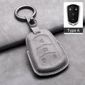 Leather Car Key Fob Cover Compatible with Cadillac CT4, CT5, ATS, CT6, CTS, DTS, XT5, Escalade ESV, SRX, STS, XTS, XT4, 28T, ELR