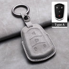 Leather Car Key Fob Cover Compatible with Cadillac CT4, CT5, ATS, CT6, CTS, DTS, XT5, Escalade ESV, SRX, STS, XTS, XT4, 28T, ELR