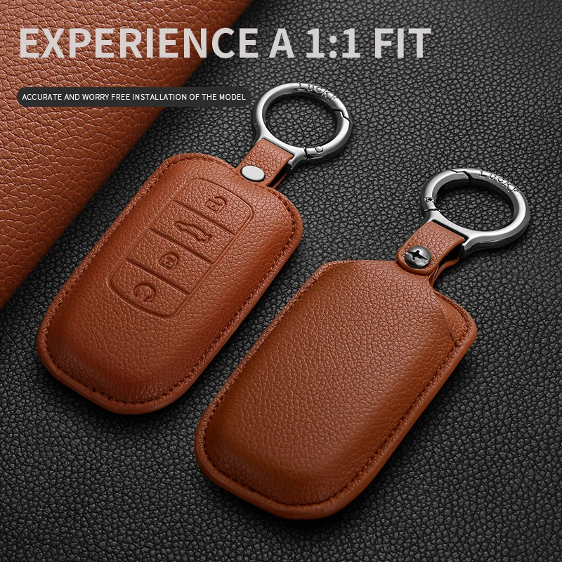 Leather Smart Car Key Cover Compatible with Chery Jaecoo J7, J6, J8; Tiggo 7/8 Pro Max; Omoda 5, C5; Tiggo 7/8 Pro Plus; Arrizo 5 Plus