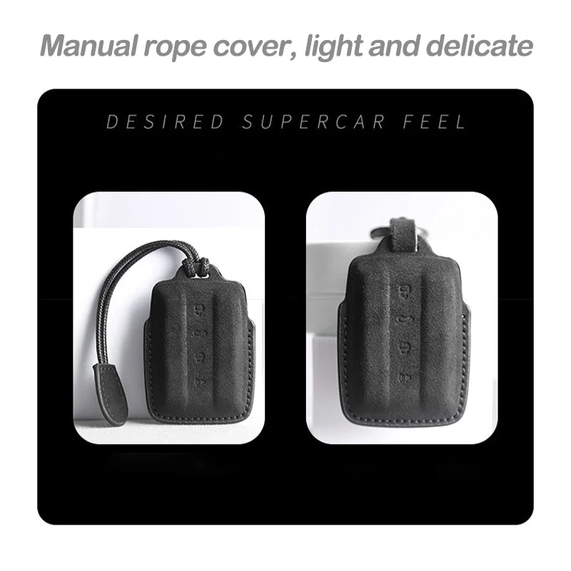 Suede Keyless Car Key Cover Compatible with Great Wall GWM WEY TANK 300 (Tank300), 500 (Tank500)