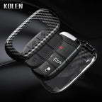 Car Key Cover Compatible with Jeep Renegade Grand Cherokee; Dodge Journey Charger; Chrysler 200 300 – Carbon Fiber Style