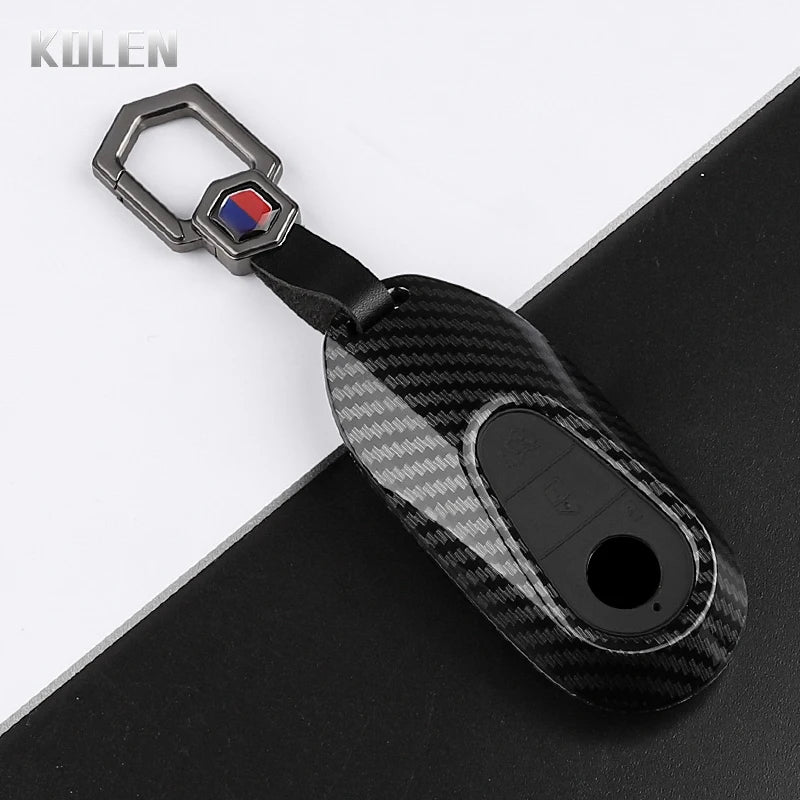 Car Key Cover Compatible with Mercedes-Benz C E S Class GLC GLB CLA CLS W223 W214 W206 X254 S400 S450 S480 – Carbon Fiber Style