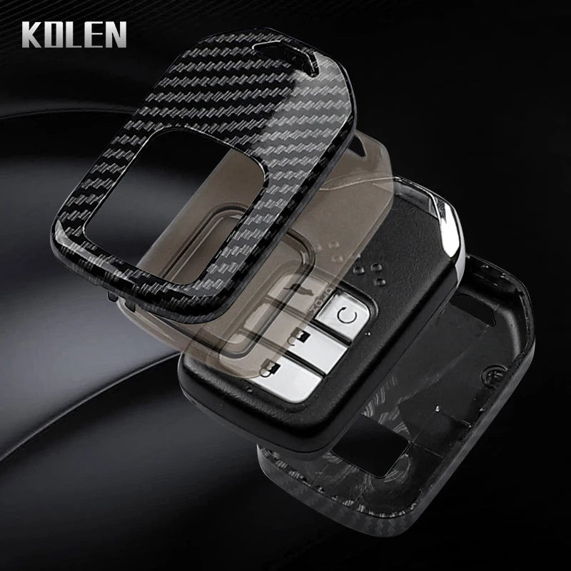 Car Key Cover Compatible with Honda City Turbo Crider XRV 10th Civic Accord – Carbon Fiber Style