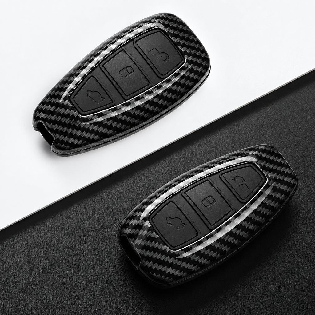 Car Key Cover Compatible with Ford Focus 3 4 ST Mondeo MK3 MK4 Fiesta Fusion Kuga – Carbon Fiber Style