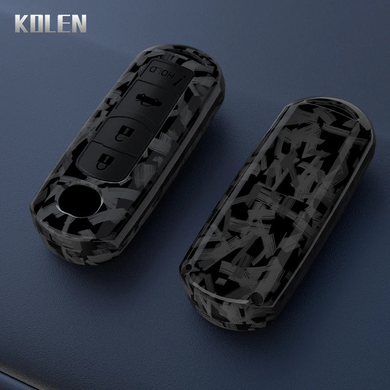 Car Key Cover Compatible with Mazda 2 3 5 6 BL BM GJ Atenza Axela Demio CX-3 CX3 CX-5 CX5 CX7 CX-9 CX8 – 4 Buttons – Carbon Fiber Style