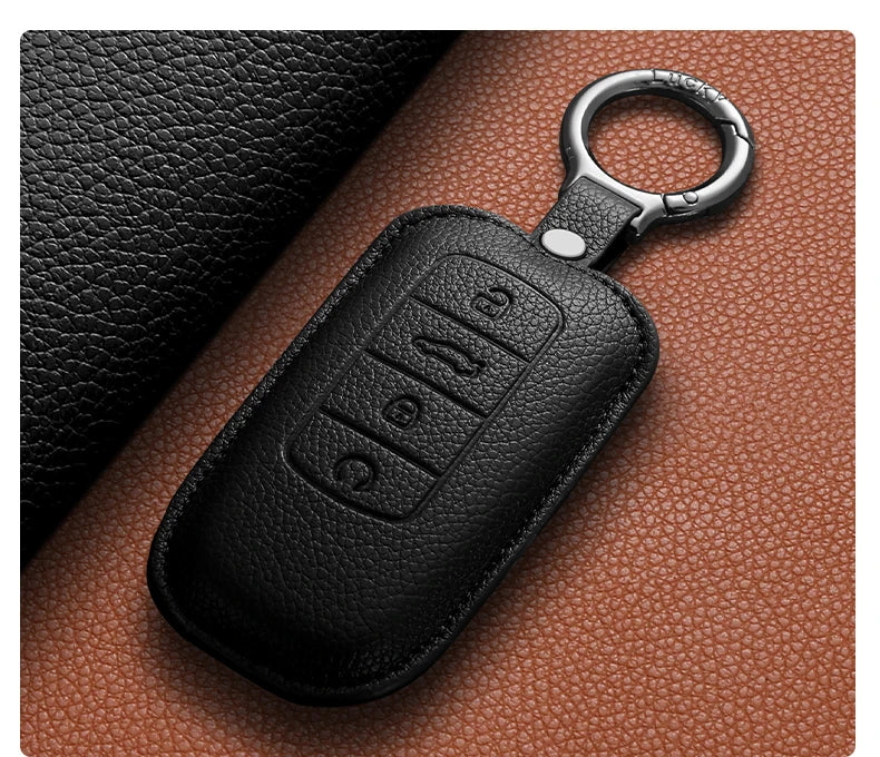 Leather Smart Car Key Cover Compatible with Chery Jaecoo J7, J6, J8; Tiggo 7/8 Pro Max; Omoda 5, C5; Tiggo 7/8 Pro Plus; Arrizo 5 Plus