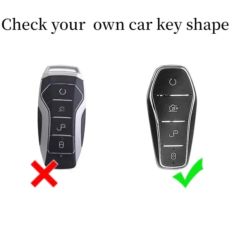 Leather Remote Key Fob Cover Compatible with BYD Atto 3, Han EV, Dolphin – 4 Buttons