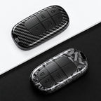 Car Key Cover Compatible with Jeep Renegade Grand Cherokee; Dodge Journey Charger; Chrysler 200 300 – Carbon Fiber Style