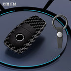 Car Key Cover Compatible with Mercedes-Benz A B C E S Class W204 W205 W212 W213 W176 GLC CLA AMG W177 X167 W463 – Carbon Fiber Style