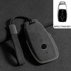 Suede Remote Key Fob Case Compatible with Mercedes-Benz E-Class, W213, W205, E200, E260, E300, E320, AMG, CLA, 2018, 2019, 2020