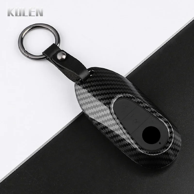 Car Key Cover Compatible with Mercedes-Benz C E S Class GLC GLB CLA CLS W223 W214 W206 X254 S400 S450 S480 – Carbon Fiber Style
