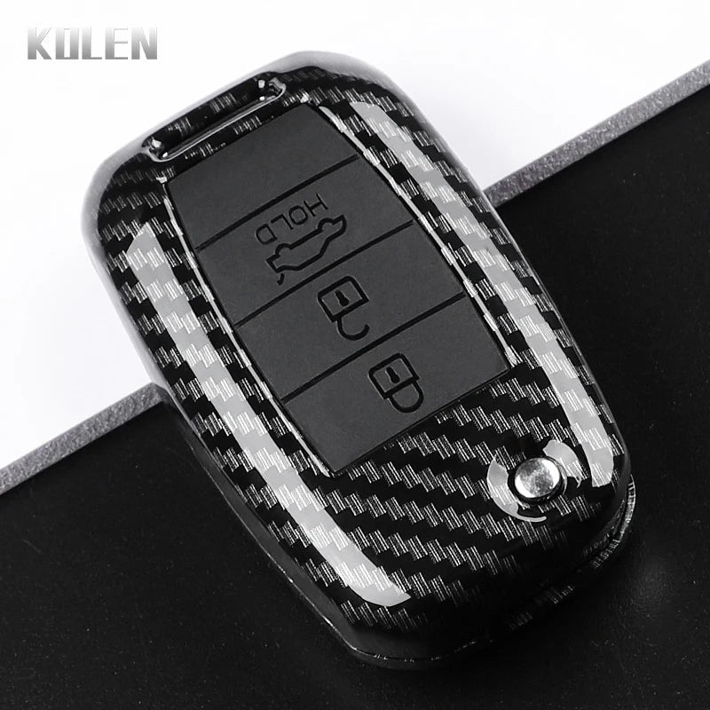Car Key Cover Compatible with Kia Rio 3 K2 Ceed Cerato K3 Sportage 4 Picanto K5 Optima Sorento Forte Stinger – Carbon Fiber Style
