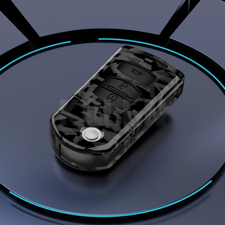 Flip Key Cover Compatible with Mazda 2 3 5 6 8 CX7 CX-7 CX5 CX-5 CX9 CX-9 MX5 MX-5 M6 RX8 RX-8 – 2/3/4 Buttons – Carbon Fiber Style