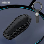 Car Key Cover Compatible with BYD Qin Plusdmi Atto 3 Han EV Dolphin – 4 Buttons – Carbon Fiber Style
