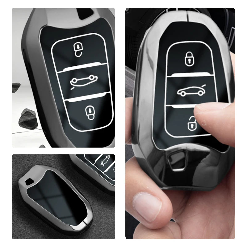 Car Key Fob Cover for Peugeot 2008, 3008, 4008, 5008, 308, 408 & 508; Citroen C1, C2, C4, C6, C3-XR, Picasso & Grand; DS3 & DS5