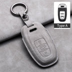Leather Remote Key Fob Cover Compatible with Audi A4, B9, A5, A6, 8S, 8W, Q5, Q7, 4M, S4, S5, S7, TT, TTS, TFSI