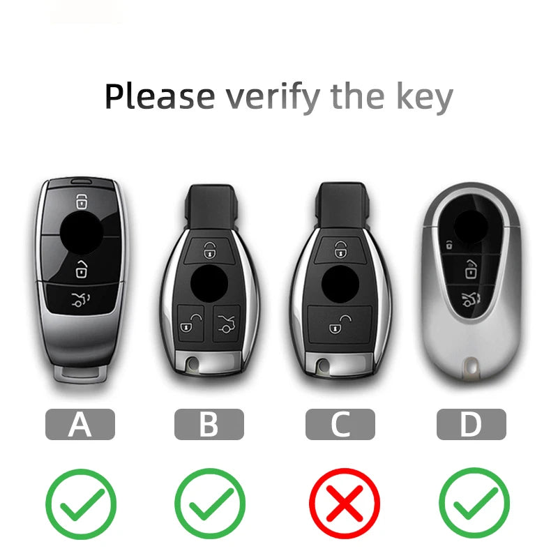 Genuine Leather Key Fob Cover for Mercedes-Benz A-Class, B-Class, C-Class, E-Class, GLS, GLA, GLK, GLC, CLS, CLA, W204, W205, W212, W463, W176