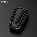 Car Key Cover Compatible with Toyota Prius Camry Corolla CHR C-HR RAV4 Land Cruiser Prado – Carbon Fiber Style