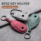 Leather Car Key Cover Compatible with Mercedes-Benz A-Class, C-Class, E-Class, S-Class, G-Class, GLC, CLE, CLA, W177, W205, W213, W222, X167, AMG