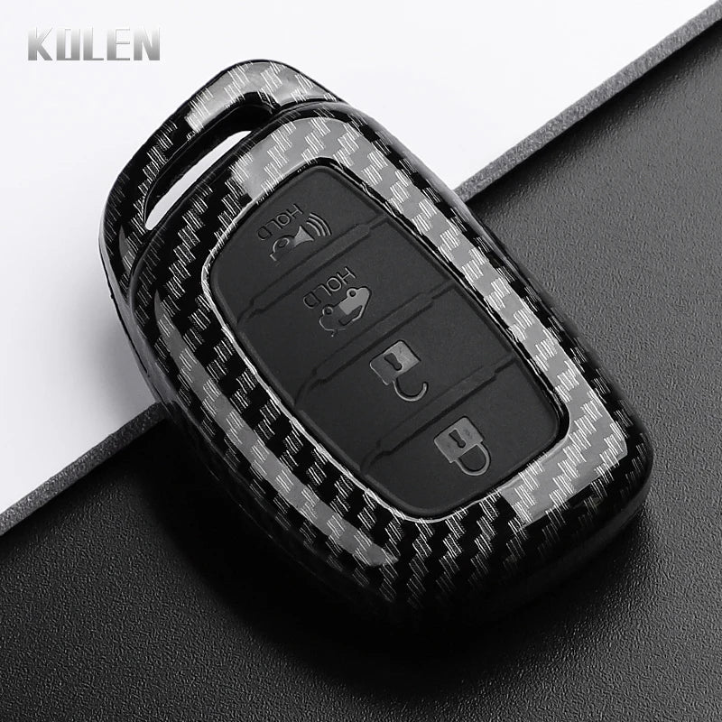 Car Key Cover Compatible with Hyundai Tucson Santa Fe Rena Sonata Elantra Creta ix35 ix45 i10 i30 i40 – Carbon Fiber Style