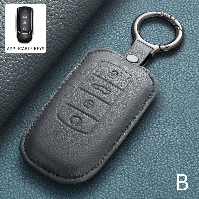 Leather Smart Car Key Cover Compatible with Chery Jaecoo J7, J6, J8; Tiggo 7/8 Pro Max; Omoda 5, C5; Tiggo 7/8 Pro Plus; Arrizo 5 Plus