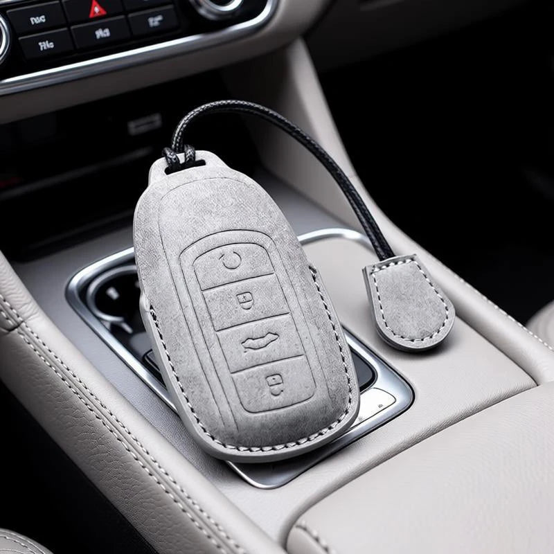 Leather Car Key Fob Cover Compatible with Chery Tiggo 7 Pro, Tiggo 8 Pro, Exeed, Tiggo 2, 3x, Arrizo 5Pro, Gx, 5x, EQ7, Tiggo