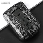 Car Key Cover Compatible with Toyota Prius Plus Auris Camry RAV4 Corolla Avalon Highlander CHR Land Cruiser – Carbon Fiber Style