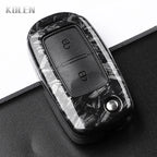 Car Key Cover Compatible with Volkswagen (VW) Polo Tiguan Passat B5 B6 B7 Golf 4 5 6 MK6 Jetta Lavida – Carbon Fiber Style