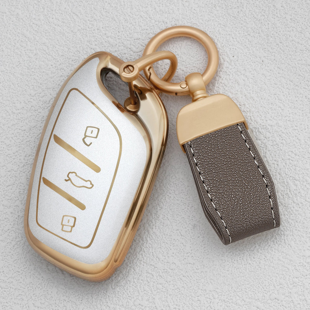 Quicksand Gold TPU Car Key Fob Cover for MG4 EV, HS, GT, ZS EV, ZX, MG5 & MG6; Roewe RX3, RX5, RX8, ERX5, i6 & i5 – 2023