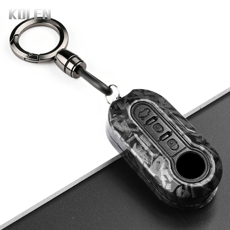 Car Key Cover Compatible with Fiat 500 Ducato Punto Panda; Lancia Musa; Citroen Jumper; Peugeot Boxer – Carbon Fiber Style