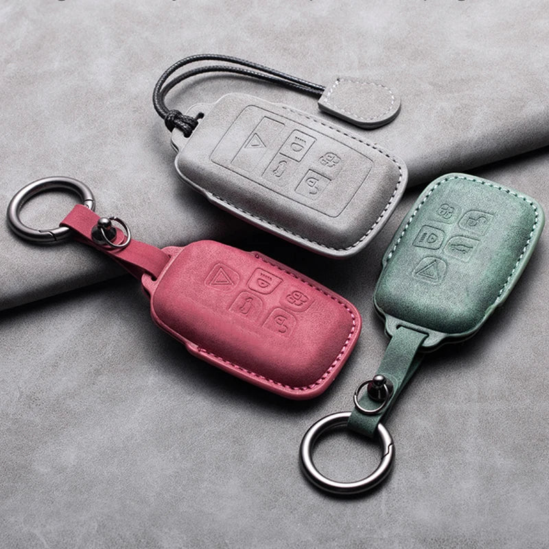 Leather Remote Key Fob Case Compatible with Land Rover Range Rover Sport, Evoque, Freelander