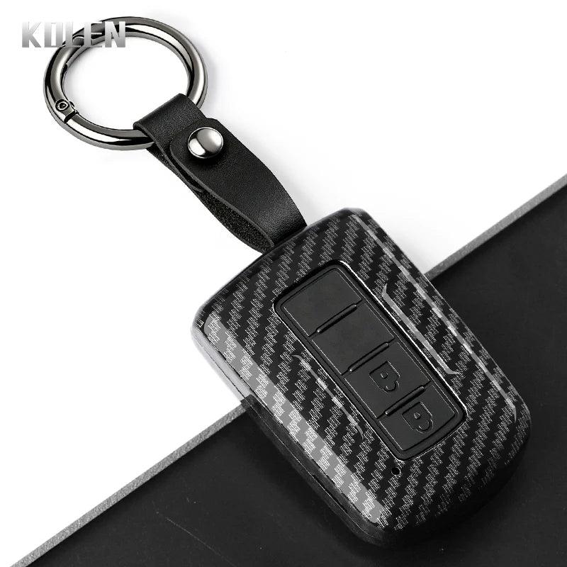 Car Key Cover Compatible with Toyota Prius Plus Auris Camry RAV4 Corolla Avalon Highlander CHR Land Cruiser – Carbon Fiber Style