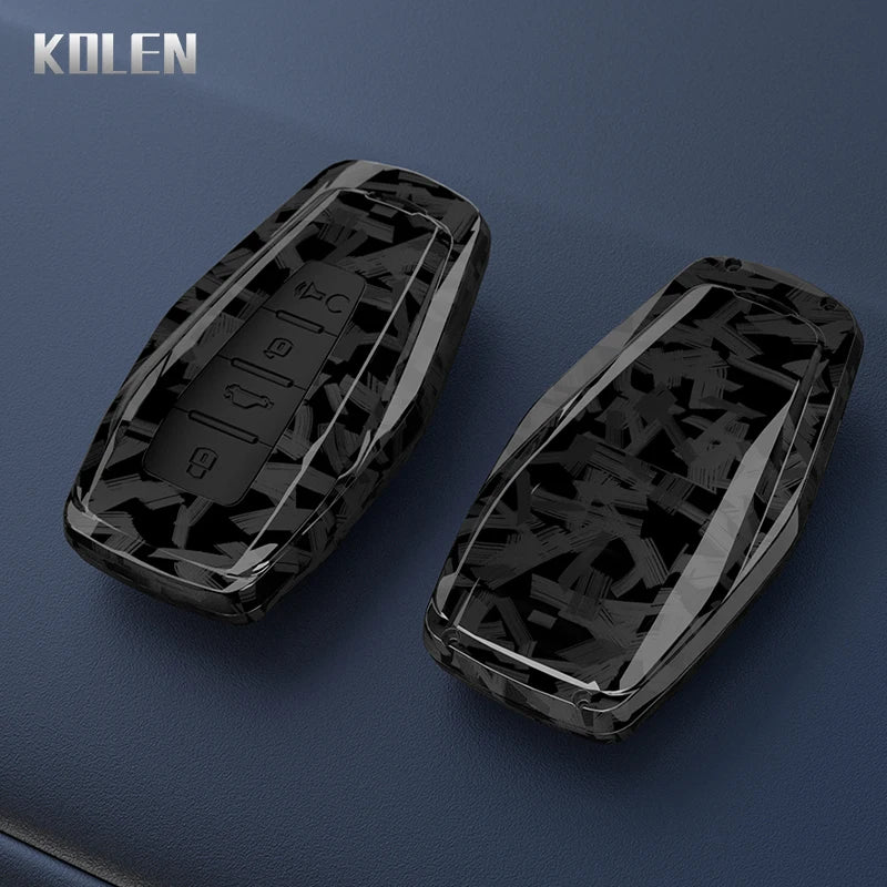 Car Key Cover Compatible with Geely Coolray X6 Geometry C Emgrand Global Kulrey Hawk GX7 Okavango – Carbon Fiber Style