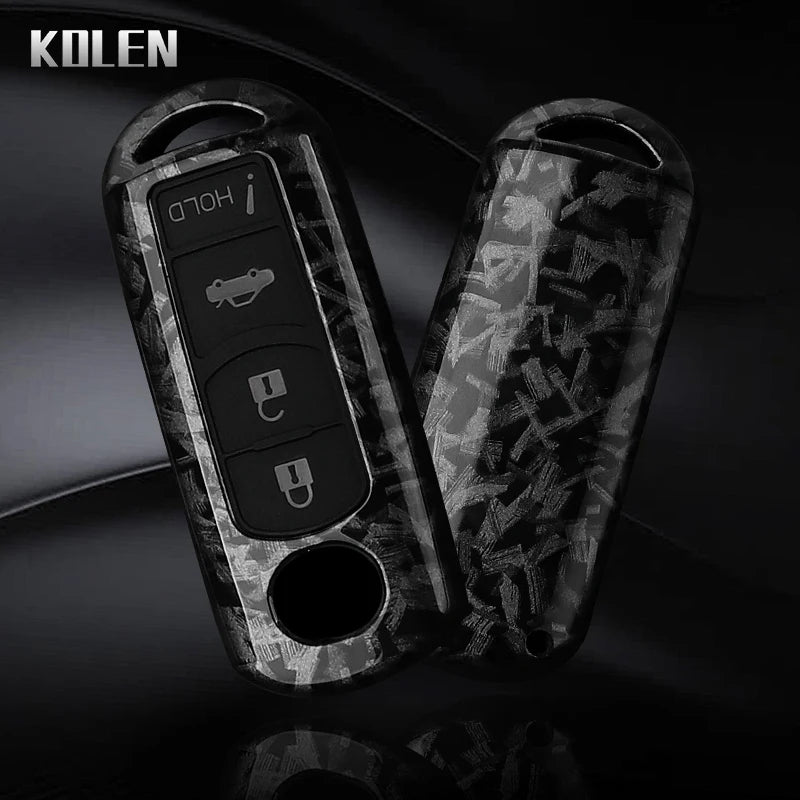 Car Key Cover Compatible with Mazda 2 3 6 Demio Atenza Axela CX-5 CX5 CX-3 CX7 CX-9 3 4 CX30 2016 2017 2018 2019 – Carbon Fiber Style