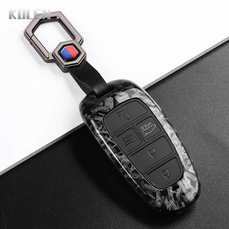 Car Key Cover Compatible with Hyundai Santa Fe Tucson 2022 Nexo NX4 Atos Prime Solaris – Carbon Fiber Style