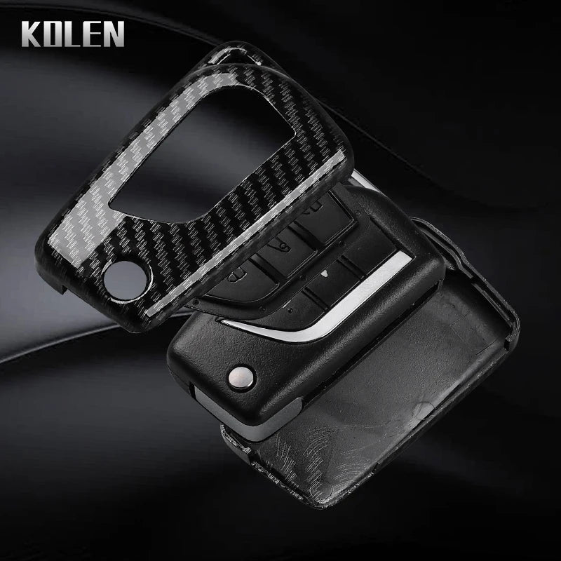 Car Key Cover Compatible with Toyota Camry RAV4 Fortuner Hilux Auris Corolla Avensis Verso Yaris Aygo; Scion tC – Carbon Fiber Style