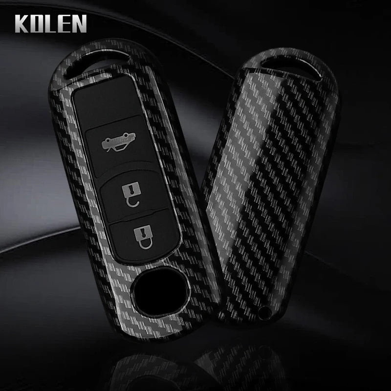 Car Key Cover Compatible with Mazda 2 3 6 Demio Atenza Axela CX-5 CX5 CX-3 CX7 CX-9 3 4 CX30 2016 2017 2018 2019 – Carbon Fiber Style