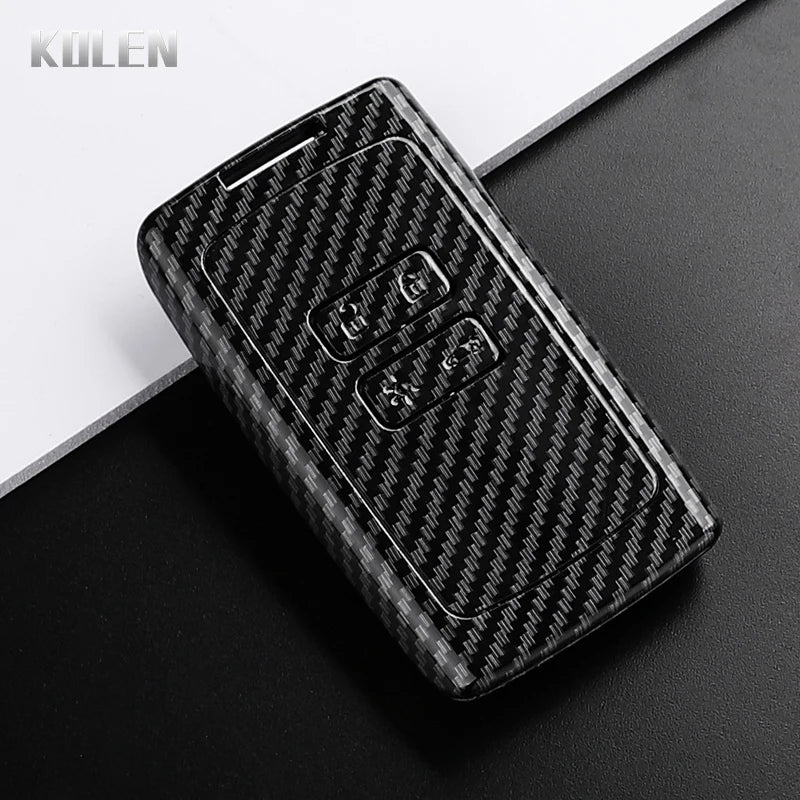 Car Key Cover Compatible with Renault Koleos Captur Megane Clio Scenic Talisman Arkana; Dacia Sandero – Carbon Fiber Style