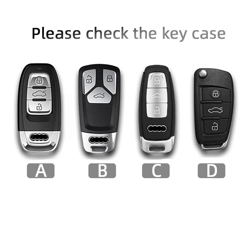 Leather Remote Key Fob Cover Compatible with Audi A4, B9, A5, A6, 8S, 8W, Q5, Q7, 4M, S4, S5, S7, TT, TTS, TFSI