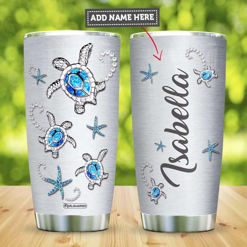 Turtle Blue Jewelry Personalized 20 Oz Tumbler For Coffee Travel And Daily Drinks